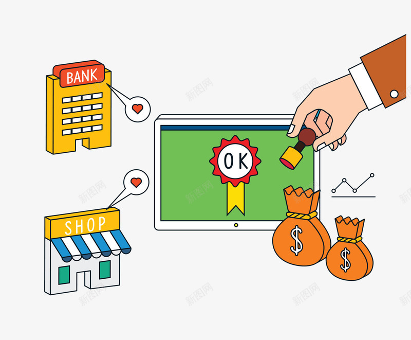 拿着棕色印章的手png免抠素材_新图网 https://ixintu.com 卡通 印章 商务 商店 手 手绘 棕色 电脑 钱袋 银行