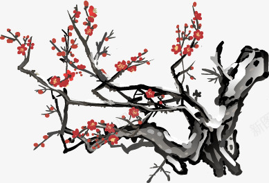 国画元素png免抠素材_新图网 https://ixintu.com 中国画 中国风 中国风符号 传统纹样 传统花卉 四君子 国画元素 梅花
