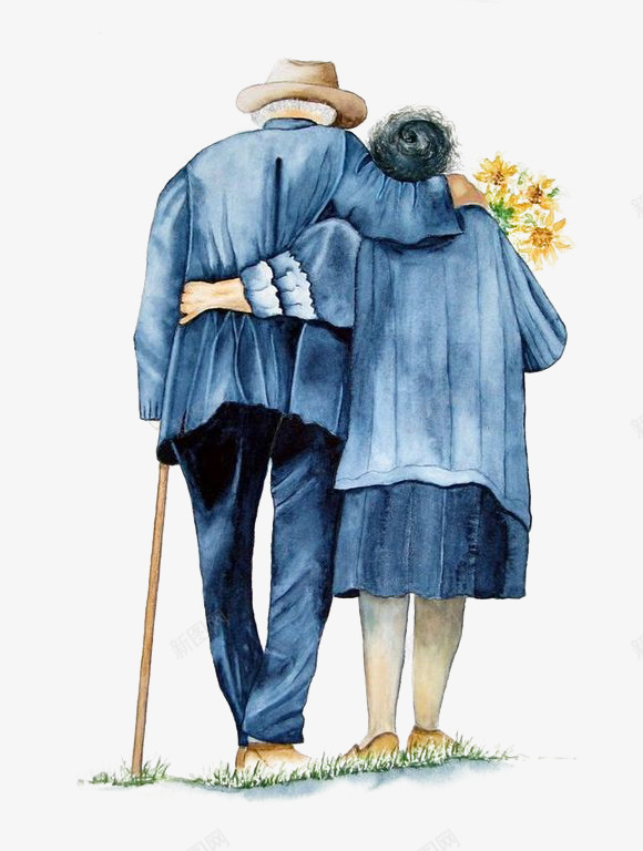 互相搀扶的老年夫妻背影png免抠素材_新图网 https://ixintu.com 老人素材 老年人 老年人照片 老年夫妻