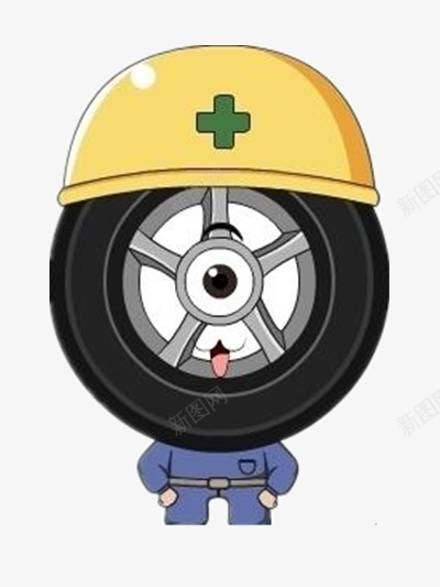 卡通车轮png免抠素材_新图网 https://ixintu.com 安全帽 简单插图 黄色 黑色