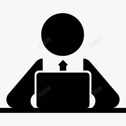 电脑工作者在正面图标png_新图网 https://ixintu.com 人 坐着 工作 正面 电脑 电脑工作者