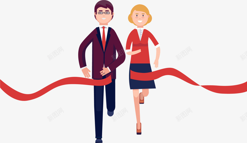 马拉松奔向终点的男女png免抠素材_新图网 https://ixintu.com 奔向终点的男女 奔跑 开心 红色终点线 跑步 马拉松