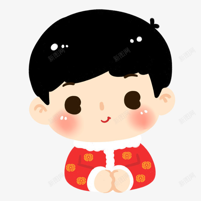拜年的男孩卡通png免抠素材_新图网 https://ixintu.com 卡通 拜年 男孩