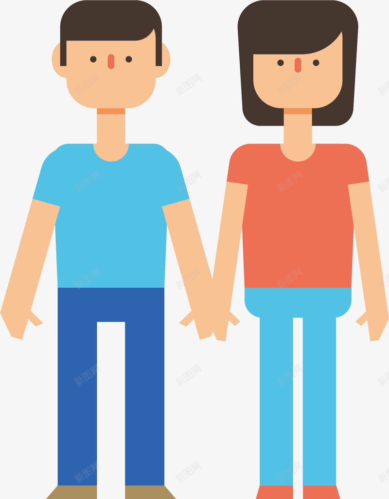 年轻小情侣png免抠素材_新图网 https://ixintu.com 初恋 女孩 年轻人 情侣 手拉手 男孩 矢量情侣