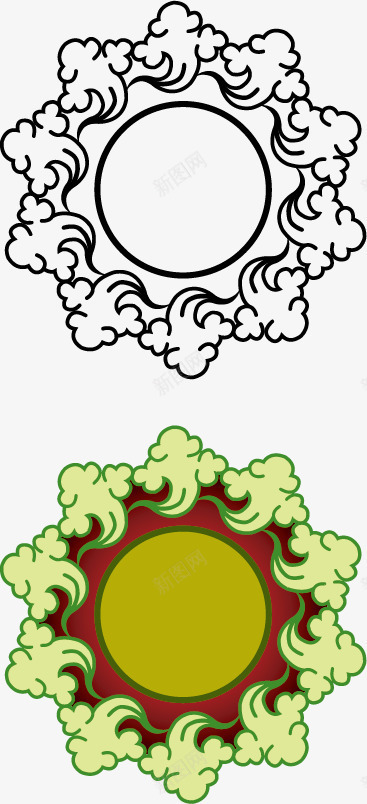 中式瓦当花纹png免抠素材_新图网 https://ixintu.com 中国风 瓦当图案 瓦当花纹 祥云