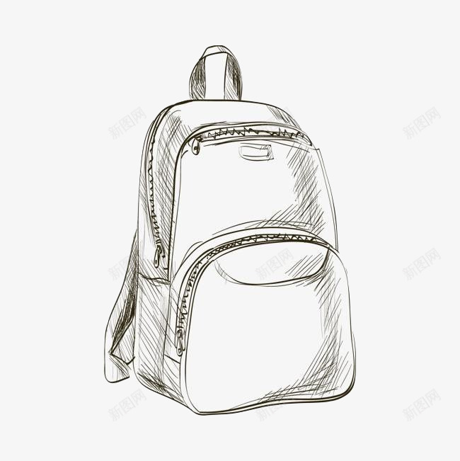 手绘简约书包png免抠素材_新图网 https://ixintu.com 书包 手绘 简约 背包