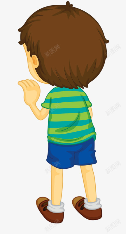 卡通动漫装饰png免抠素材_新图网 https://ixintu.com 人物 小男孩背影 男孩 短发 背影