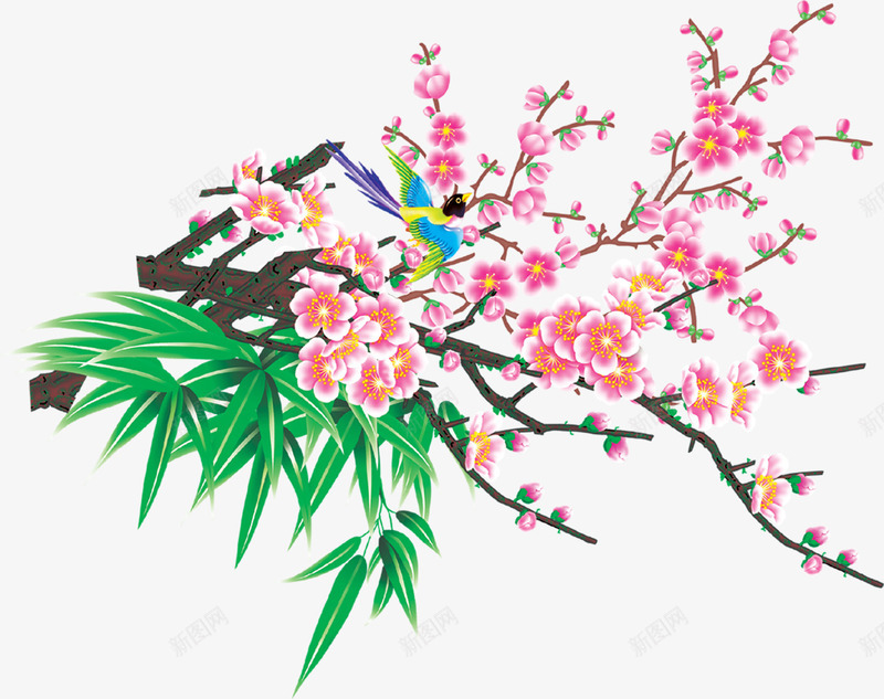 桃花主题迎新晚会背景png免抠素材_新图网 https://ixintu.com 主题 晚会 桃花 背景 迎新