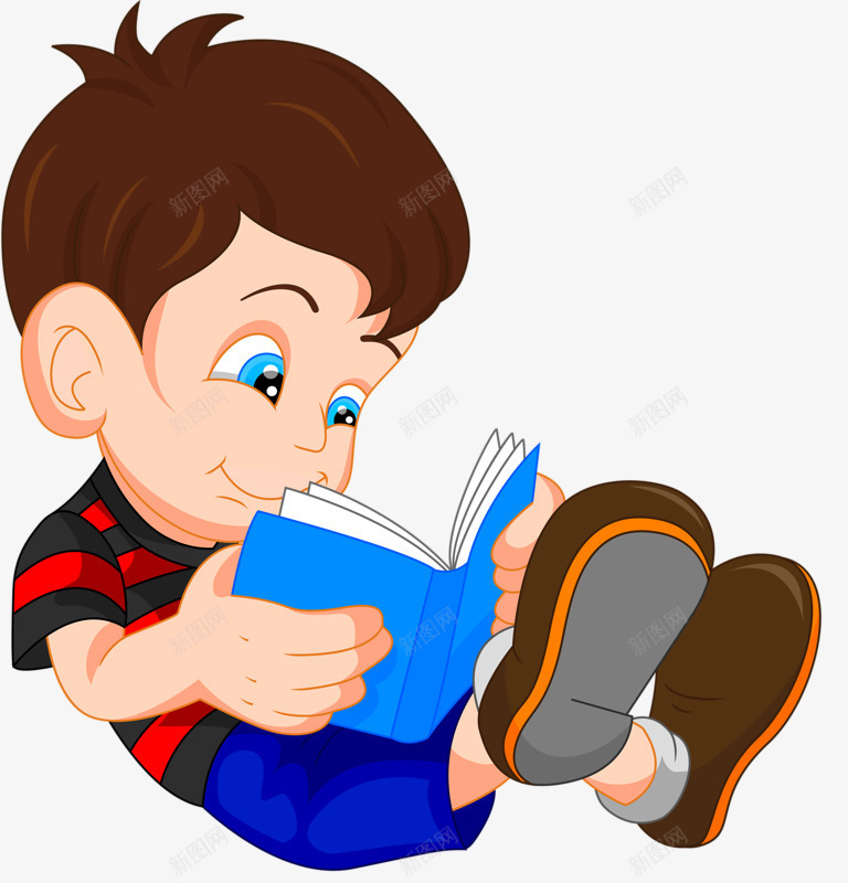 读书的小男孩png免抠素材_新图网 https://ixintu.com 好看 小男孩 手绘 读书
