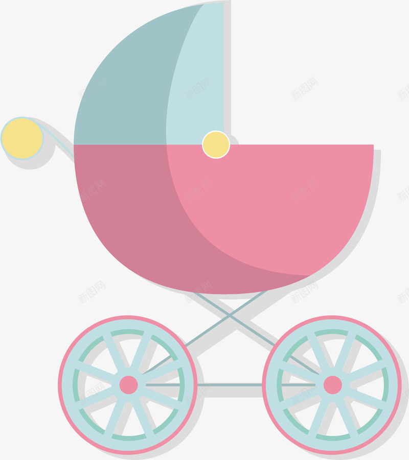 卡通婴儿车矢量图ai免抠素材_新图网 https://ixintu.com 卡通 可爱 婴儿 帐篷 推车 粉嫩 轮子 矢量图