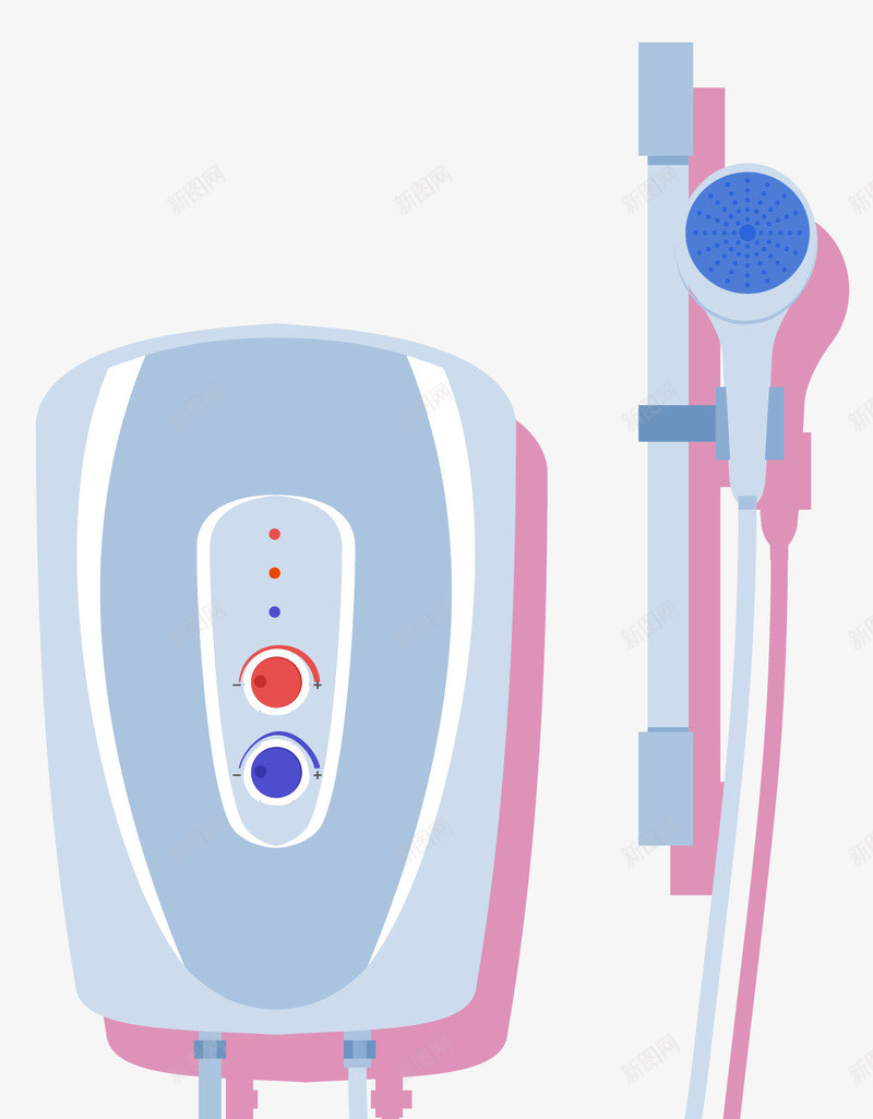 热水器花洒卡通风格矢量图