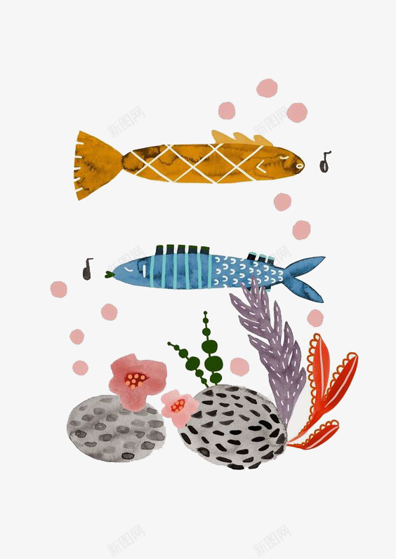 深海中的鱼png免抠素材_新图网 https://ixintu.com 小鱼 海底 海草 深海