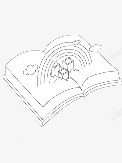 简笔画书本png免抠素材_新图网 https://ixintu.com PPT元素 卡通 白色 翻开的书