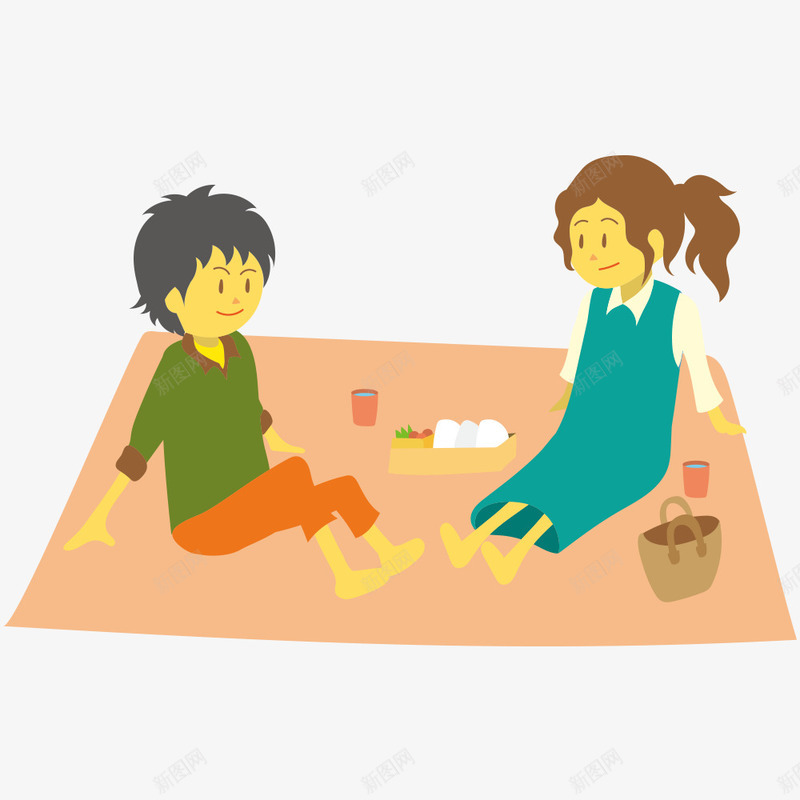 坐在地毯上的男孩女孩png免抠素材_新图网 https://ixintu.com 人物 动作 卡通 地毯 坐着 坐着的小朋友 女孩 男孩 聊天