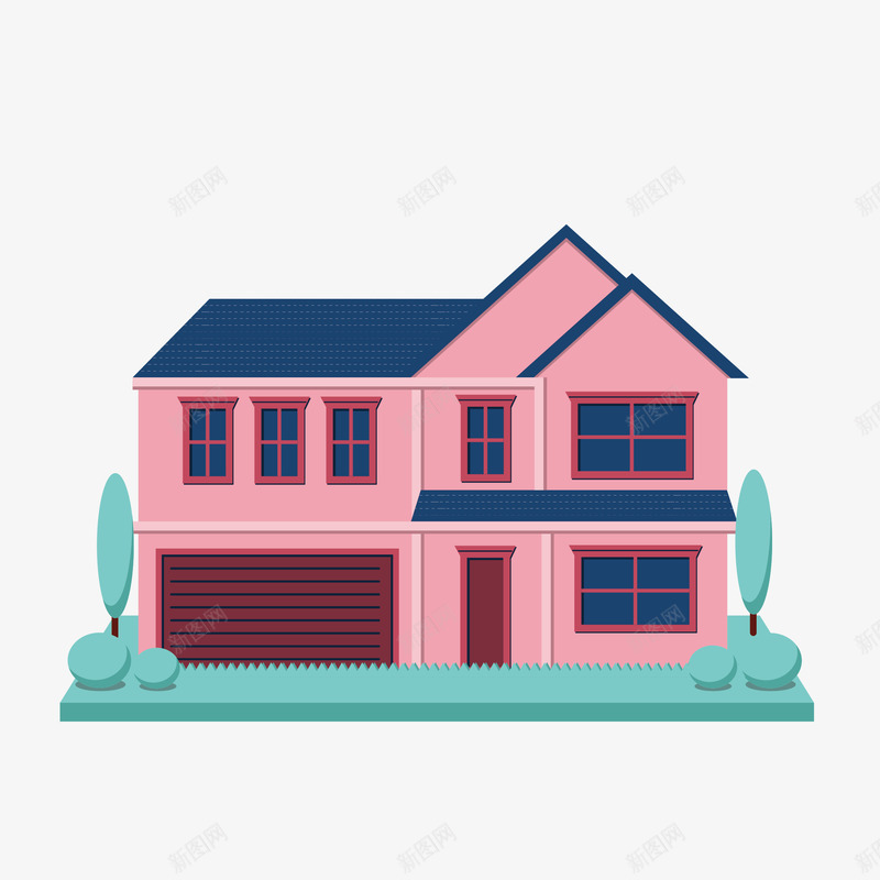 粉色可爱房屋矢量图eps免抠素材_新图网 https://ixintu.com 可爱 名居 建筑物 房子 房屋 楼房 民房 简约小清新卡通 粉色 矢量图