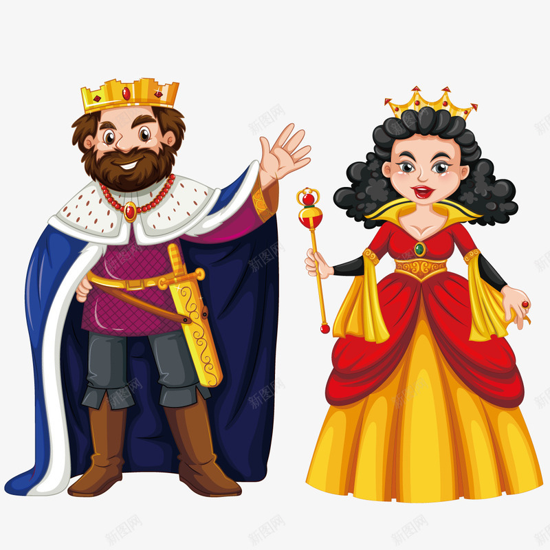 和蔼的国王png免抠素材_新图网 https://ixintu.com 卡通礼貌 打招呼 权杖 皇后 童话人物