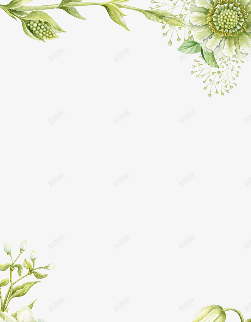 绿色手绘花朵边框png免抠素材_新图网 https://ixintu.com 初夏促销海报背景 夏上新 夏天 夏季 夏日 手绘花朵 手绘边框 绿色 花朵边框