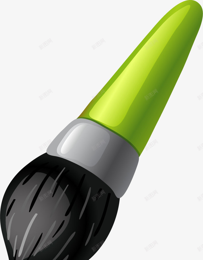 卡通小型毛笔png免抠素材_新图网 https://ixintu.com 卡通 培训班 学习 学校 手绘毛笔 画画 画笔 绘画笔 绿色