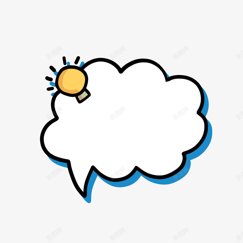 白色语言气泡png免抠素材_新图网 https://ixintu.com 卡通气泡 卡通灯泡 对话框 白色 背景装饰