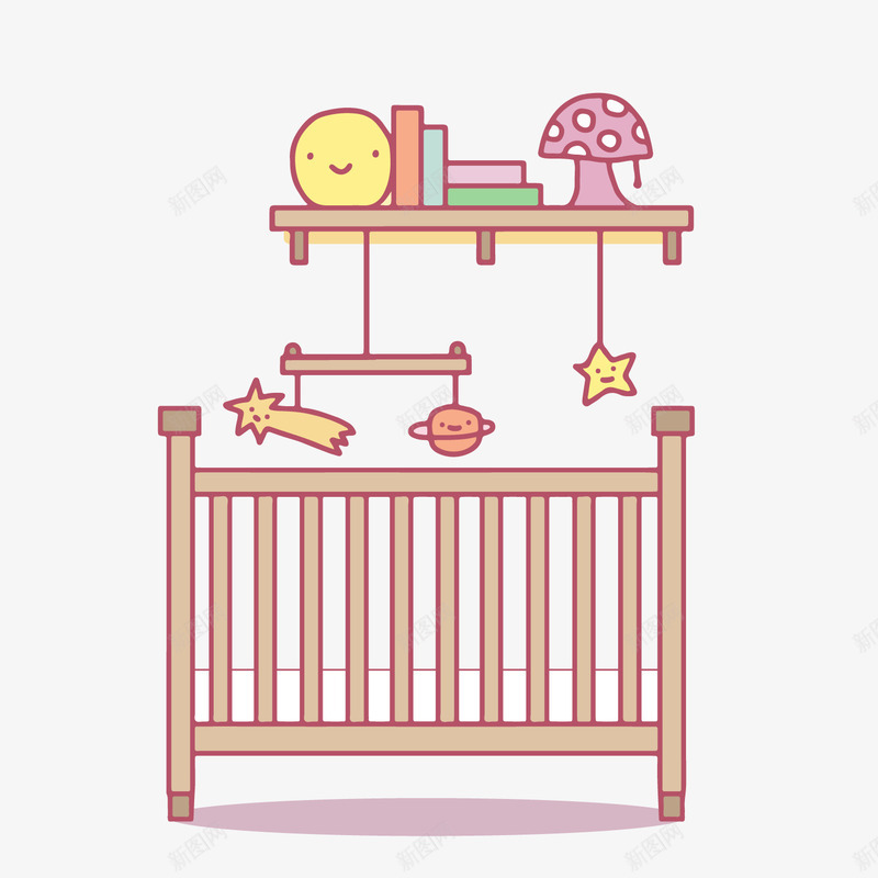 卡通婴儿床玩具png免抠素材_新图网 https://ixintu.com 卡通婴儿床 卡通婴儿玩具 母婴装饰 背景装饰
