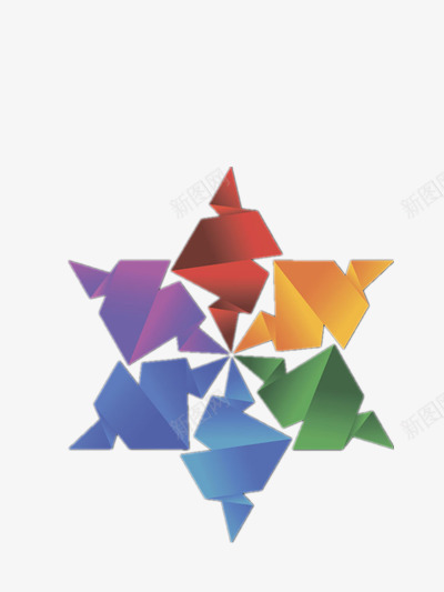 七彩六角星png免抠素材_新图网 https://ixintu.com 七彩 六角星 立体 装饰