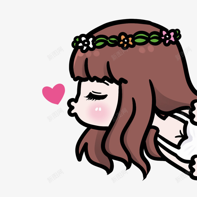 棕色清新飞吻女孩装饰图案png免抠素材_新图网 https://ixintu.com 免抠PNG 女孩 棕色 清新 装饰图案 飞吻