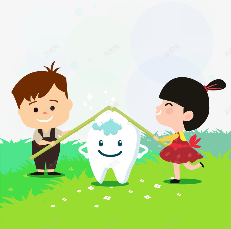 儿童清洁刷牙png免抠素材_新图网 https://ixintu.com 女孩 清洁 牙刷 牙齿 男孩