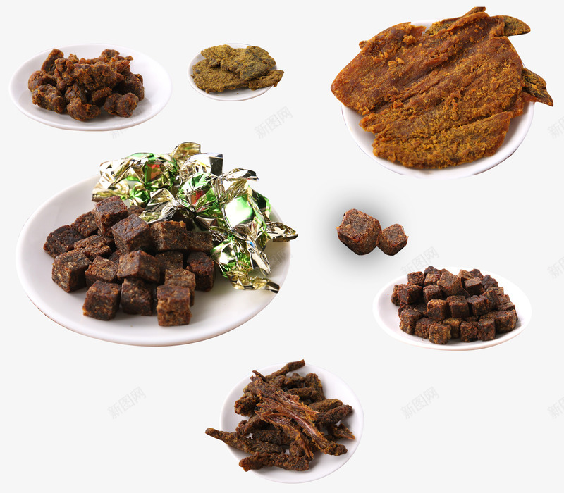 各种牛肉干png免抠素材_新图网 https://ixintu.com 干货 牛肉干 牛肉粒 盘子 美食