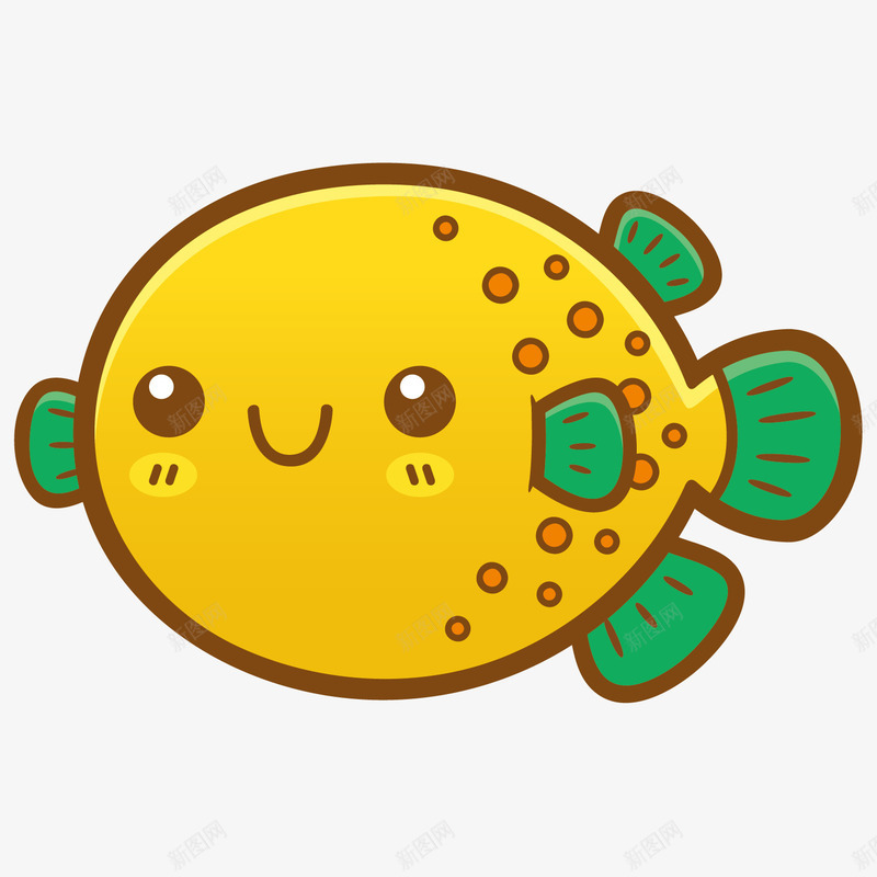 黄色小鱼卡通矢量图ai免抠素材_新图网 https://ixintu.com 卡通 可爱 点状 简单 绿色尾巴 鱼儿 黄色小鱼 矢量图