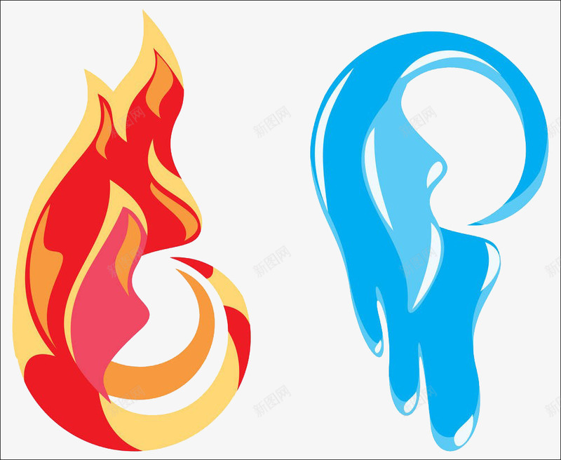手绘红蓝火焰png免抠素材_新图网 https://ixintu.com 冰与火 冰块 冰火两重天 手绘 火焰 燃烧