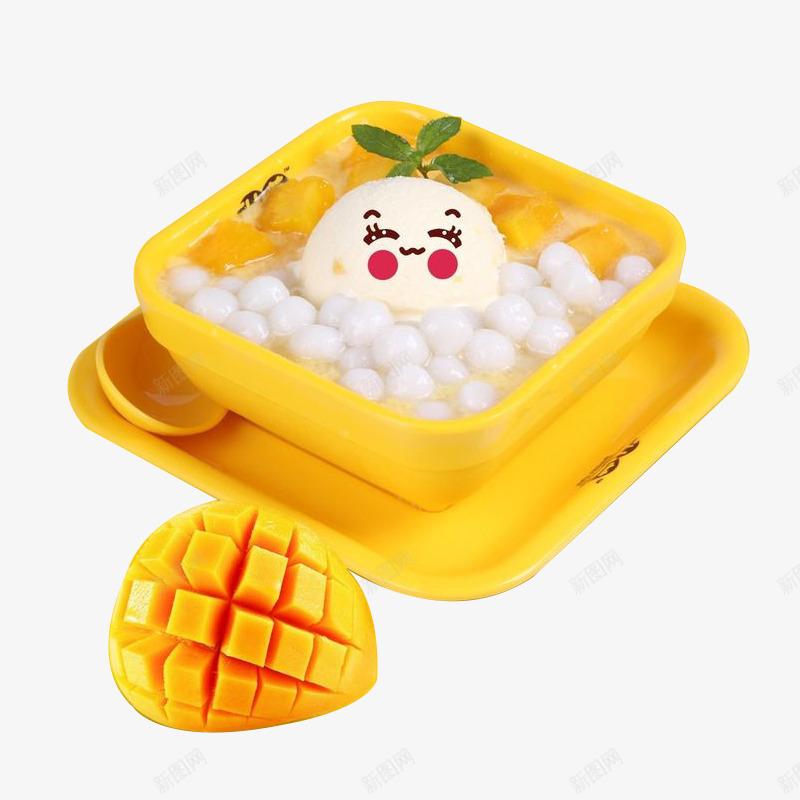 芒果做的小圆子甜品png免抠素材_新图网 https://ixintu.com 冰激凌球 多芒小丸子 实物图 小圆子 水果 照片 甜品 美食 芒果