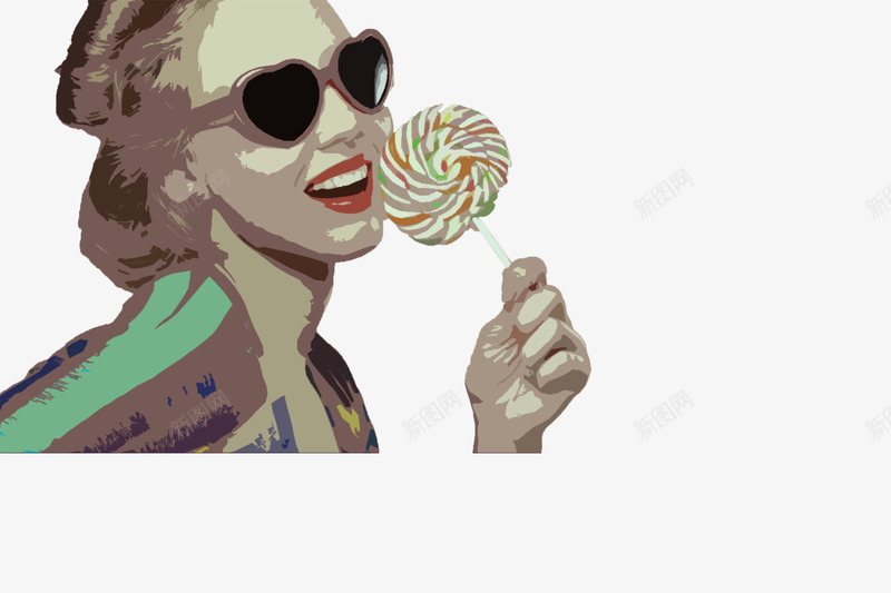 手绘复古波谱风png免抠素材_新图网 https://ixintu.com 插图女孩波谱风 波普潮流夏日女孩插图 波普花纹 波谱复古风 波谱女孩插图风格 波谱矢量 流行插图