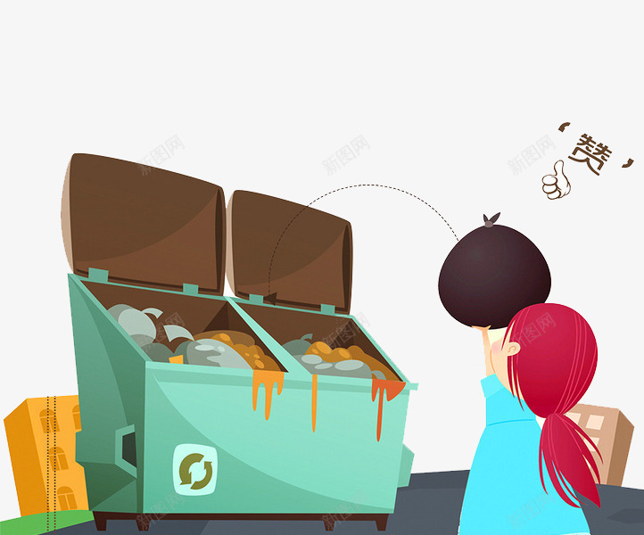 扔垃圾漫画png免抠素材_新图网 https://ixintu.com 创意 可爱 垃圾 女孩 彩色的 手绘的 漫画 简单