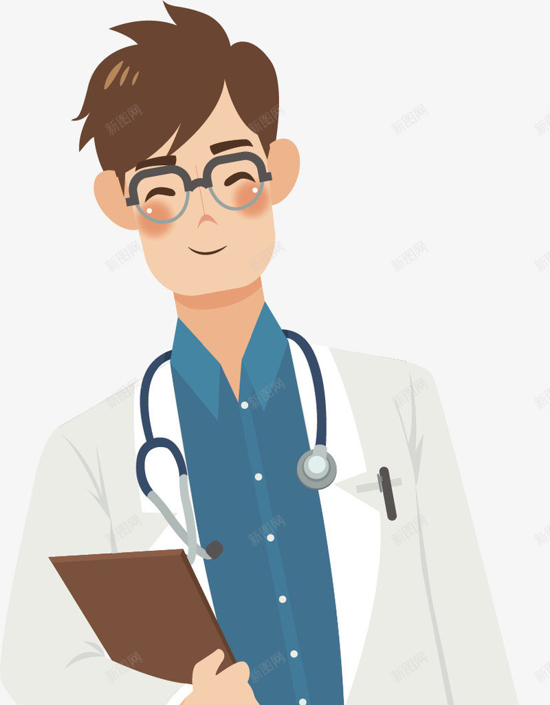 戴眼镜的男医生矢量图ai免抠素材_新图网 https://ixintu.com 医生 卡通手绘 听诊器 微笑 男孩 白色 眼睛 矢量图