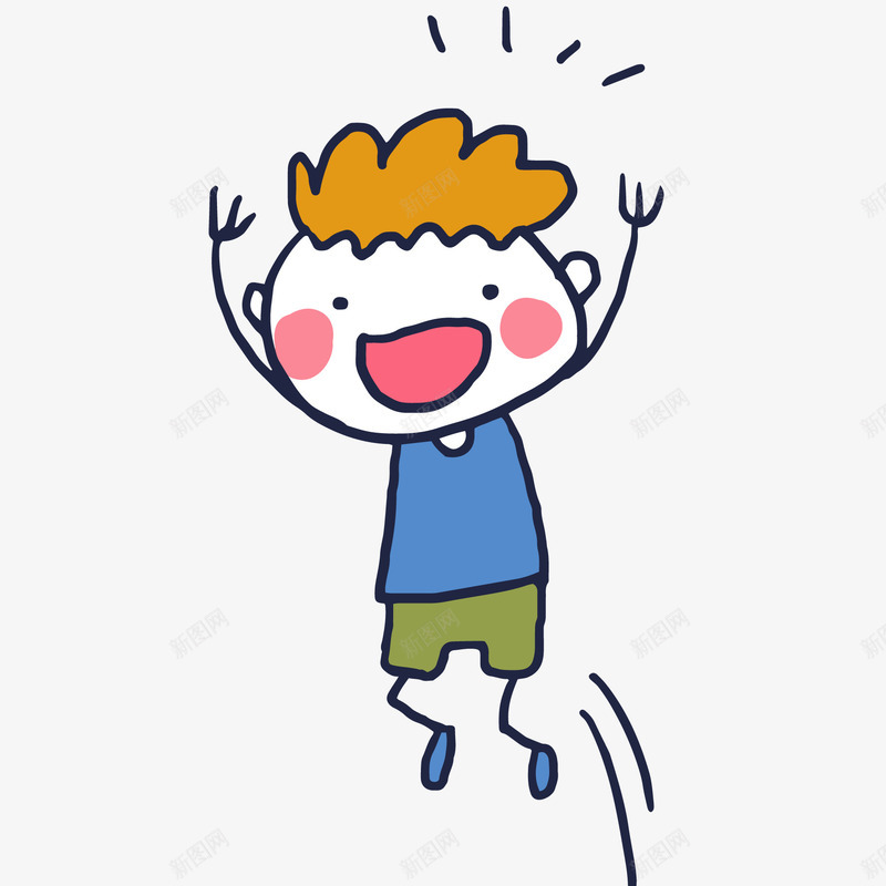 卡通手绘跳起来的男孩矢量图ai免抠素材_新图网 https://ixintu.com 人物 卡通 形象设计 手绘 矢量图 角色设计 跳起来 高兴的跳起来