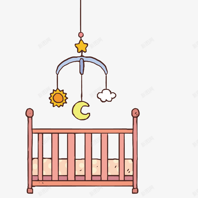 婴儿车矢量图ai免抠素材_新图网 https://ixintu.com 儿童房 吊饰 手绘 木质 矢量图