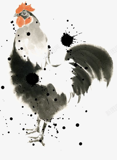 公鸡png免抠素材_新图网 https://ixintu.com 大公鸡 水墨画 水彩公鸡 鸡年