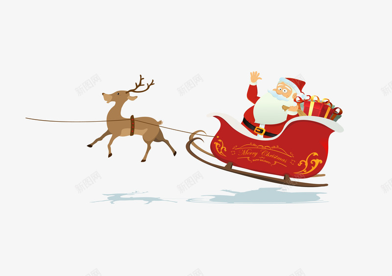 卡通奔跑的麋鹿和圣诞老人png免抠素材_新图网 https://ixintu.com 卡通 圣诞老人 奔跑 麋鹿