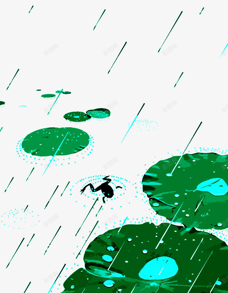 雨打池塘png免抠素材_新图网 https://ixintu.com PNG PNG免费下载 PNG图片 下雨 夏天 荷叶 青蛙