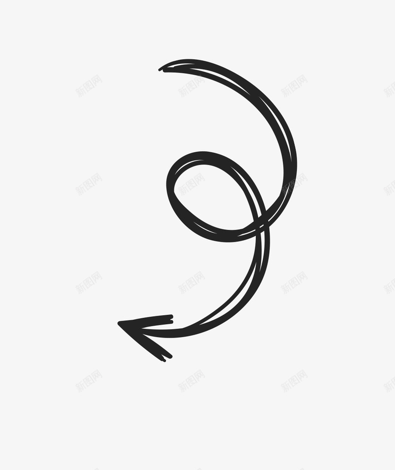 箭头素描psd免抠素材_新图网 https://ixintu.com 手绘 箭头 箭头转圈 素描 黑