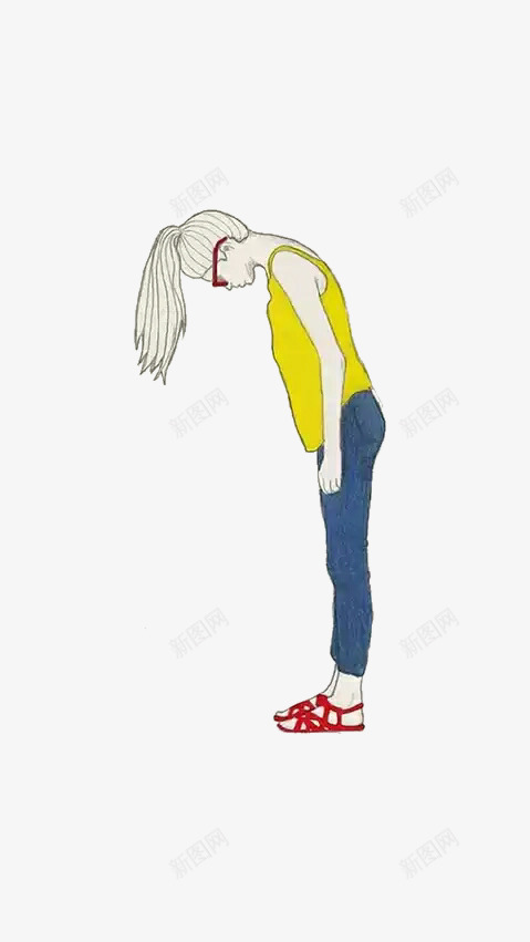 电脑手绘低头女孩png免抠素材_新图网 https://ixintu.com 人物 女孩 手绘 耍帅