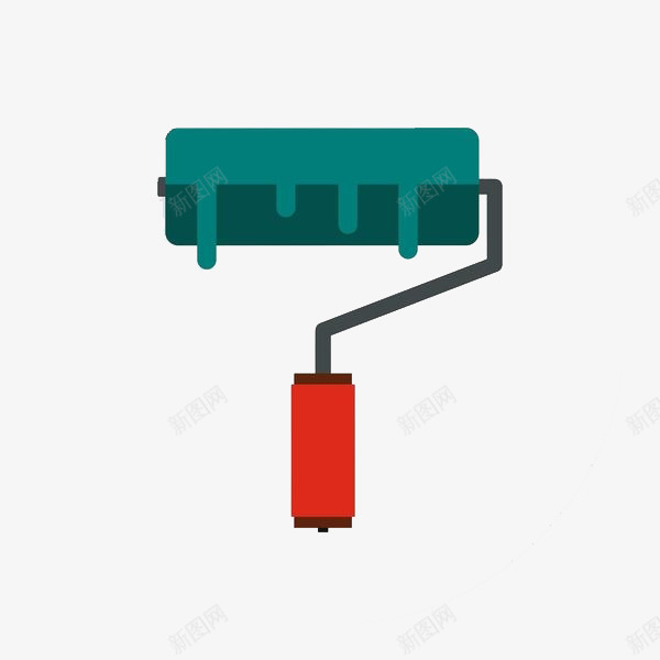卡通版油漆滚筒刷png免抠素材_新图网 https://ixintu.com 刷墙 卡通版 工具 油漆 油漆滚筒刷 藏绿色 装修