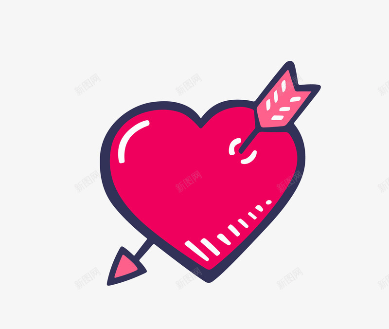 一箭穿心图标png_新图网 https://ixintu.com ai 卡通 图标 心 心形 心心 情人节 扁平设计 爱心 爱心图案 爱情 爱没有距离