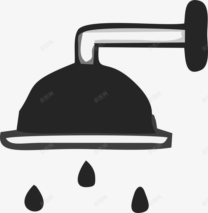 简约花洒喷头图标png_新图网 https://ixintu.com 喷头 淋浴喷头 简单花洒 简易花洒 黑白创意花洒 黑白花洒