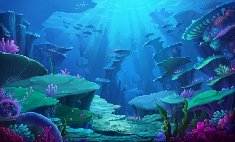 卡通神秘海底世界海报背景png设计背景_新图网 https://ixintu.com 世界 卡通 海底 海报 神秘 背景