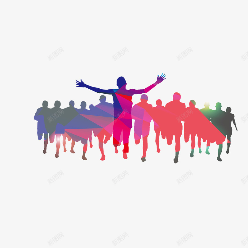 炫彩人群奔跑图案png免抠素材_新图网 https://ixintu.com 人群 图案 奔跑 炫彩 设计