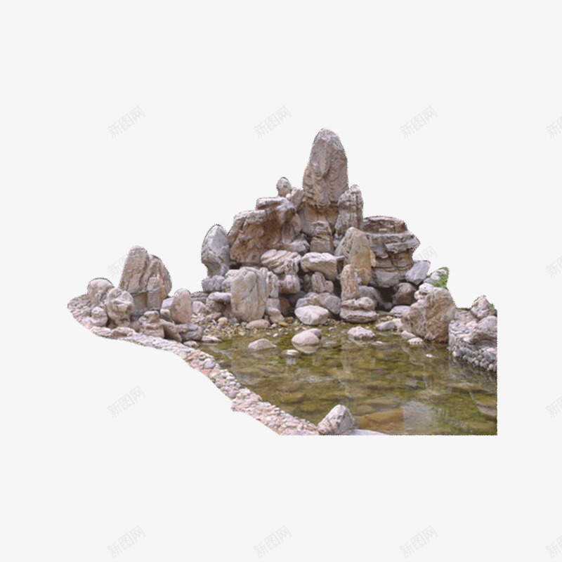 园林石子路池塘png免抠素材_新图网 https://ixintu.com 园林奇石 园林石头 奇石 怪石 池塘 池子 石头 石子路 观赏石