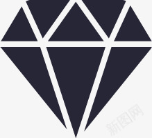 手绘黑色钻石卡通图标png_新图网 https://ixintu.com 卡通 图标 钻石 黑色