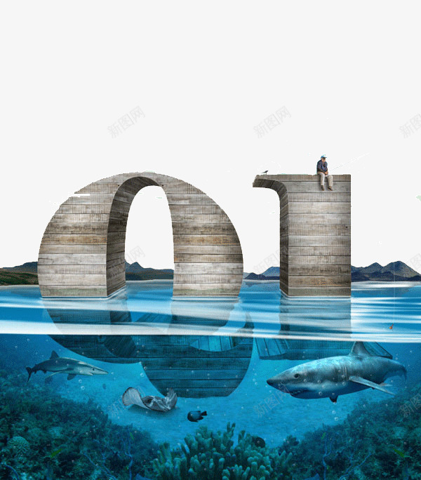 Q1创意png免抠素材_新图网 https://ixintu.com Q1 创意 大海 海底 设计 鲨鱼 鲸鱼