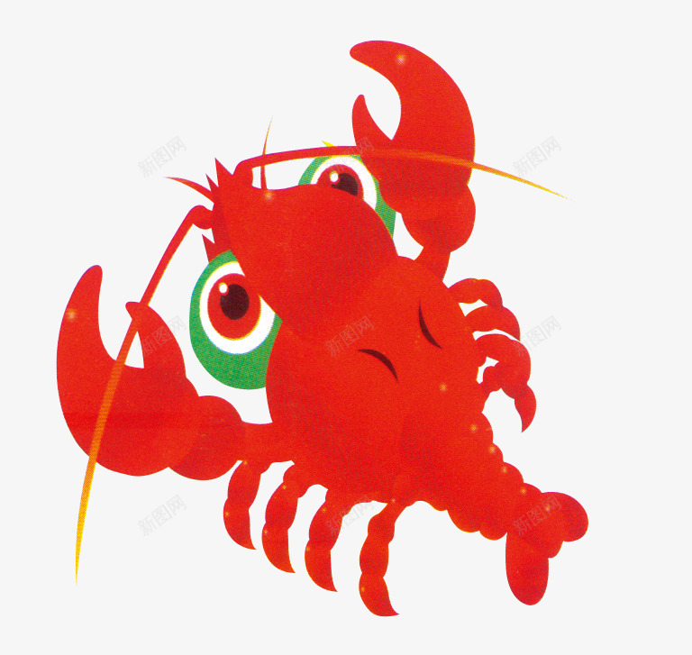 手绘虾png免抠素材_新图网 https://ixintu.com 海底生物 红色虾 龙虾